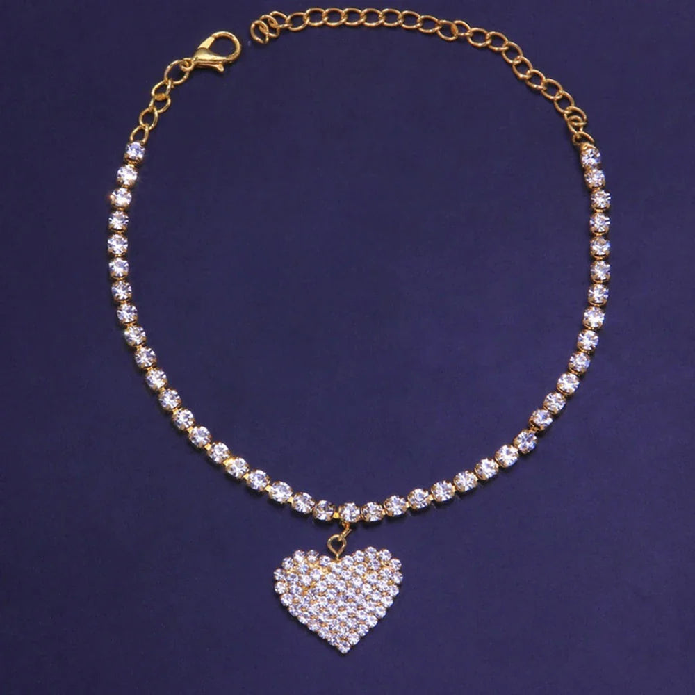 Amorette Crystal Heart Anklet