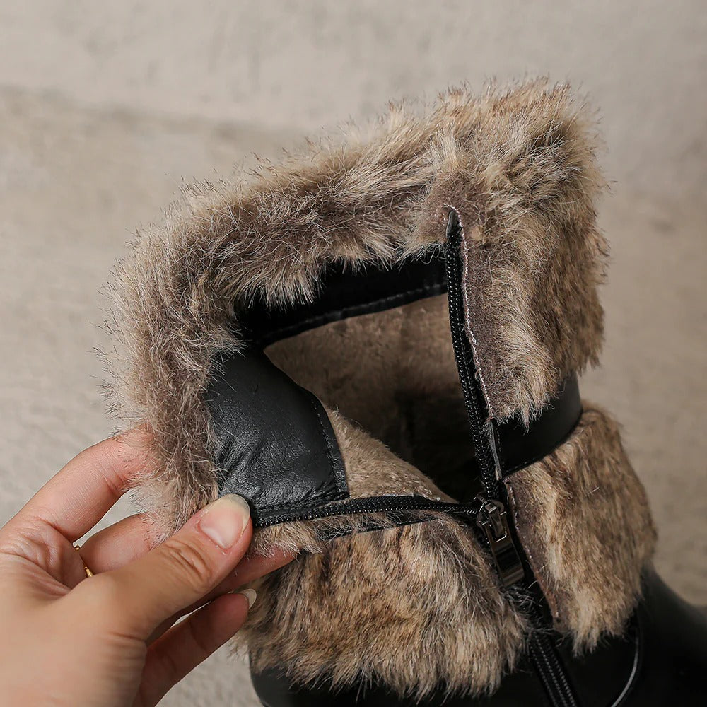 Scarlett Fur-Cuff Heel Boot