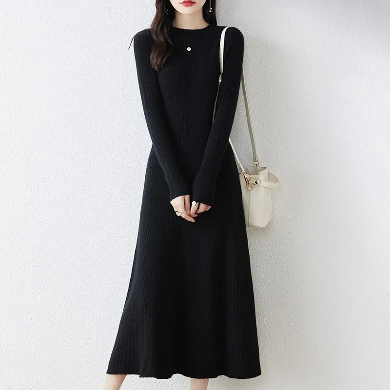 Camilla Long-sleeved Wool Dress