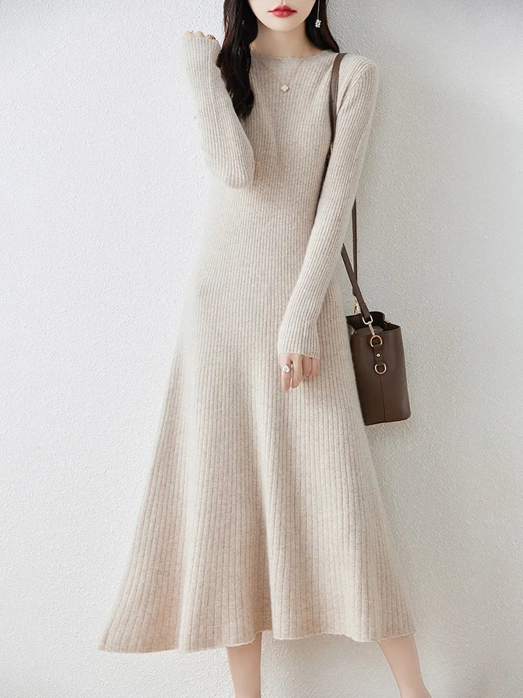 Camilla Long-sleeved Wool Dress